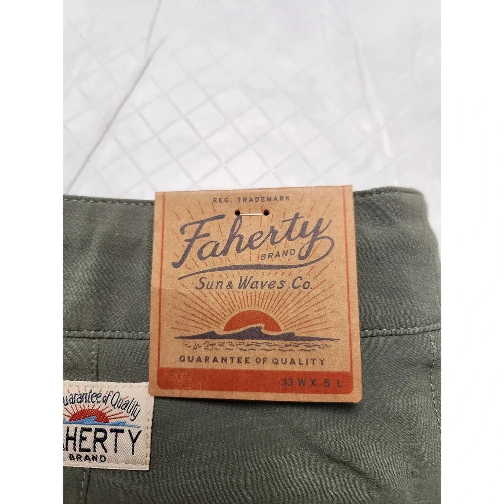 Faherty Shorts Mens 33 Green All Day Short 5 Inseam Stretch Chino Casual Summer
